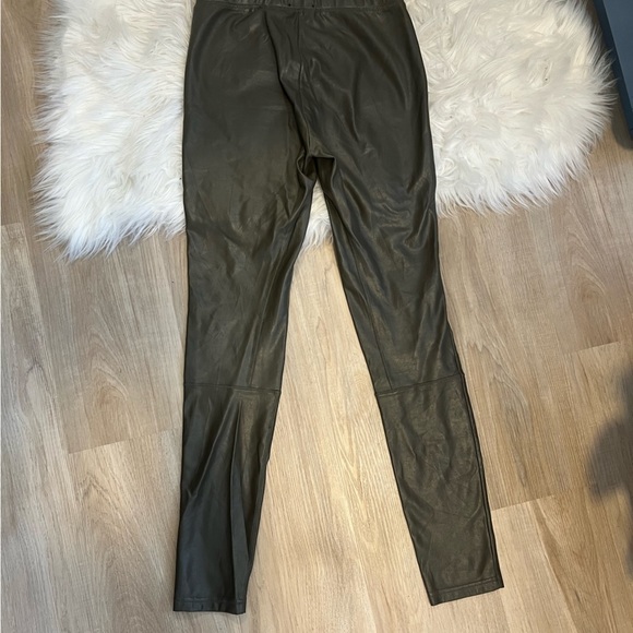 Aritzia Faux Leather Olive Leggings - Picture 2 of 8